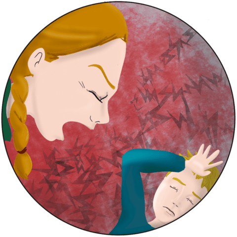 Femme excédée hurlant sur son enfant