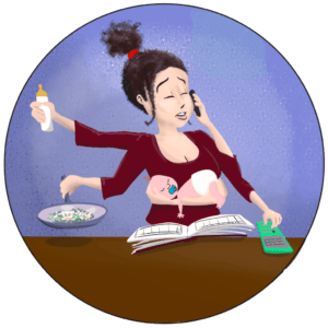 Femme Shiva à 5 bras, faisant plusieurs choses à la fois