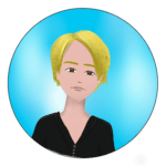 Portrait de femme blanche blonde aux cheveux courts