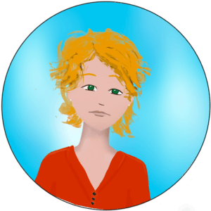 Portrait d'une femme blanche blonde aux yeux verts