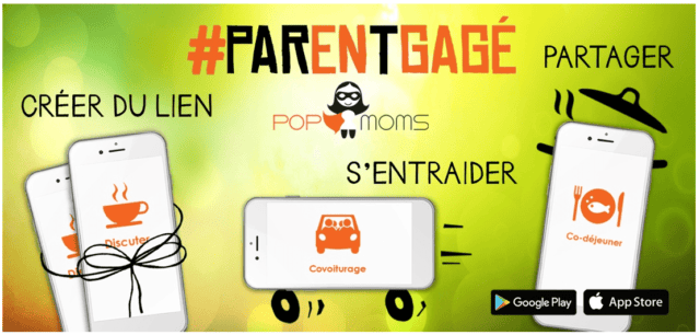 Poster synthétique décrivant l'application mobile POPMOMS